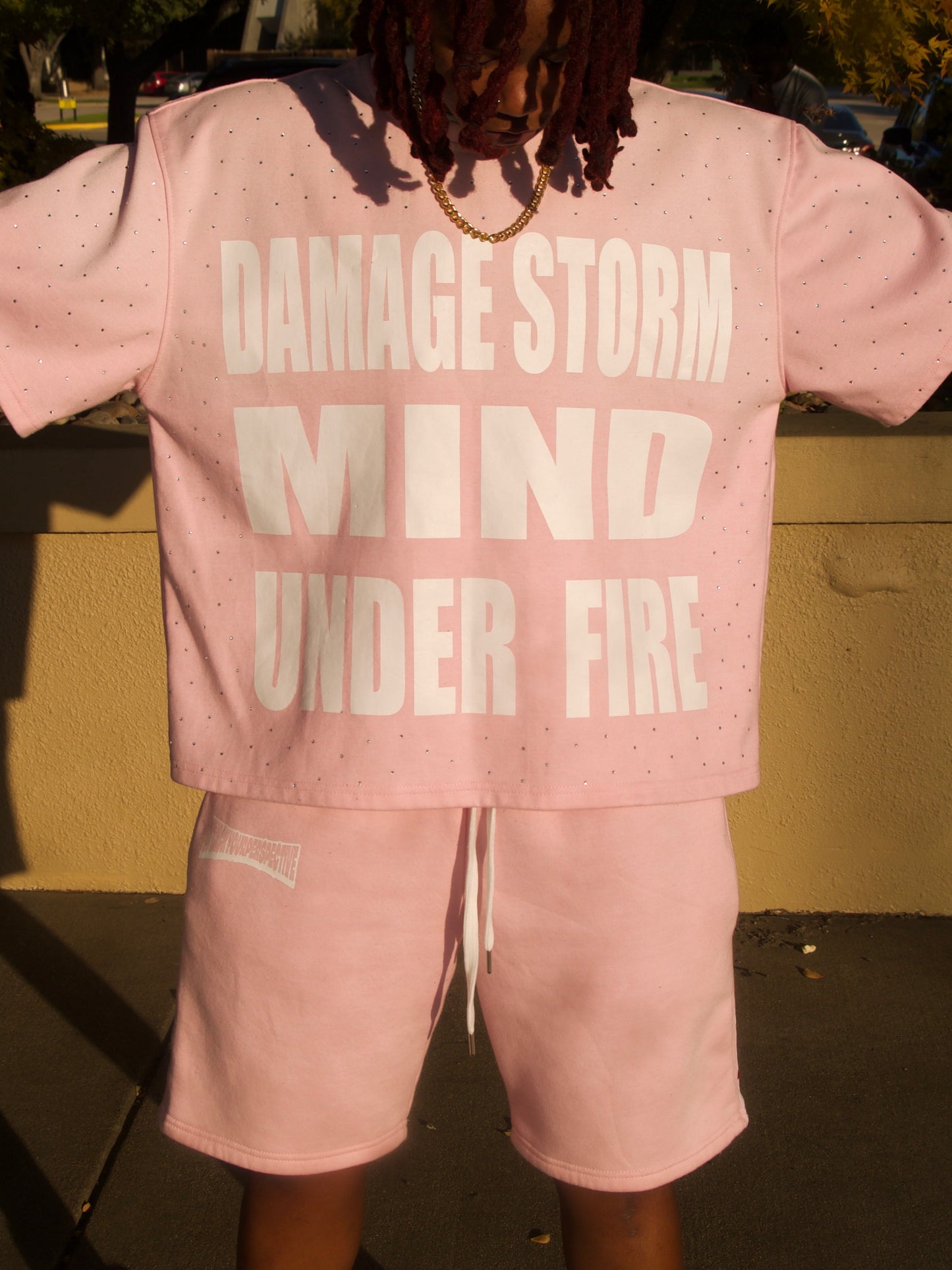 Pink And White Rhinestones Attack Your Perspective Shorts