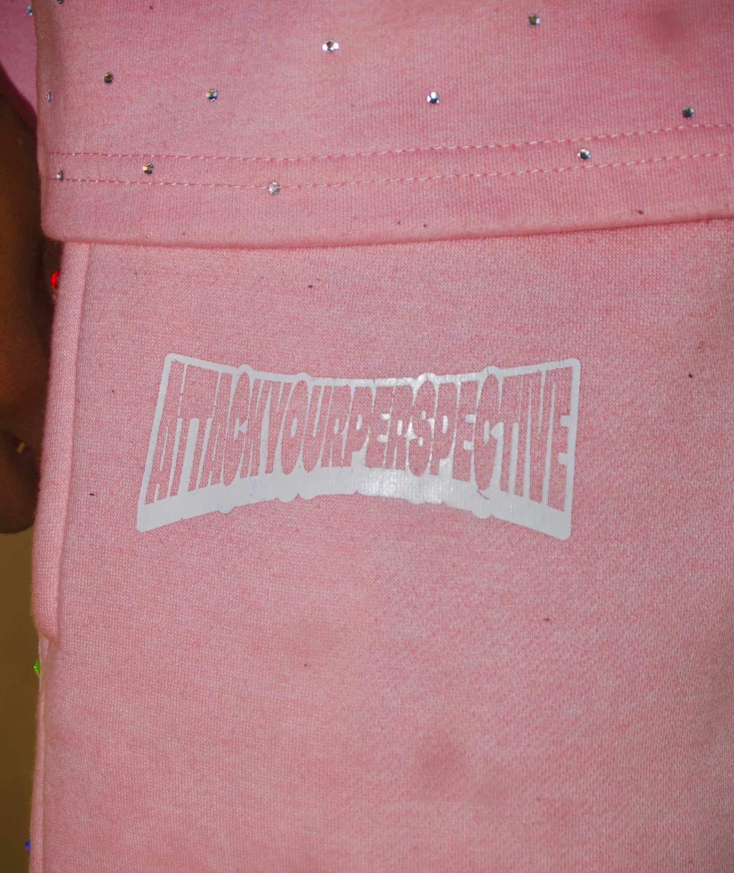 Pink And White Rhinestones Attack Your Perspective Shorts