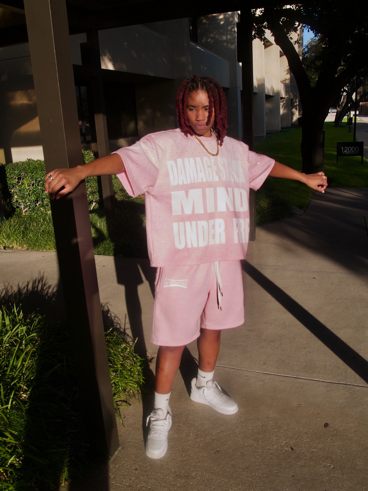 Pink And White Rhinestones Attack Your Perspective Shorts